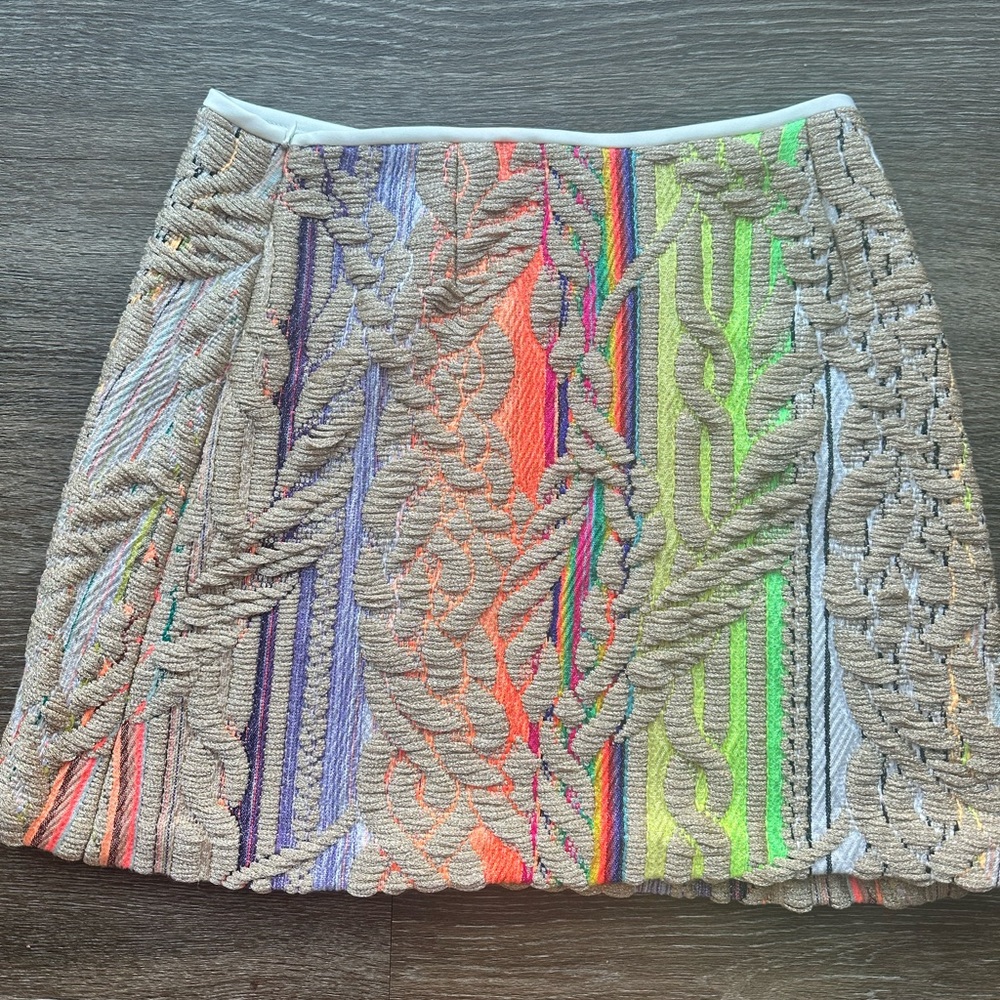 Cynthia Rowley Embroidered Rainbow Mini Skirt
